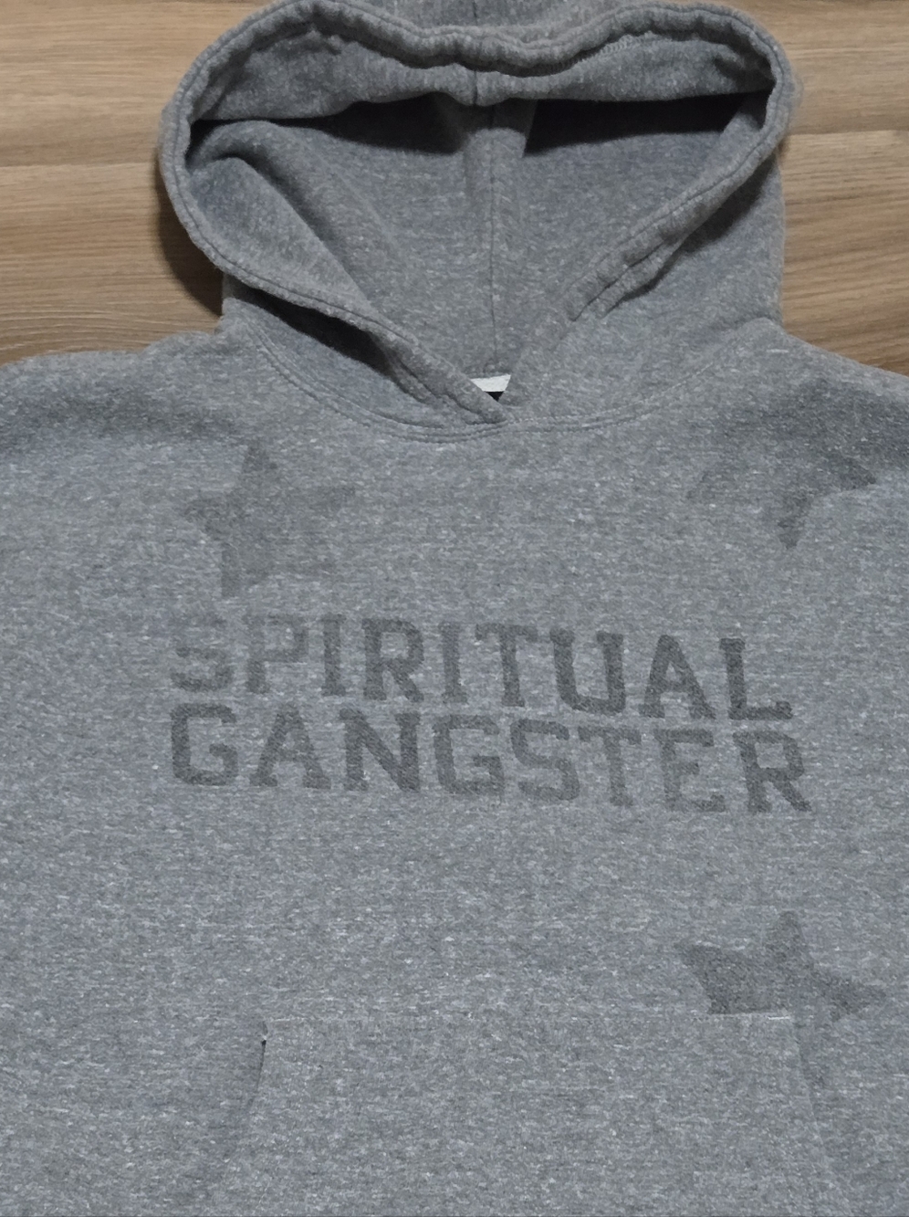 Spiritual Gangster Heather Gray Star Soft Fleece Pullover Hoodie Size L - Picture 3 of 8